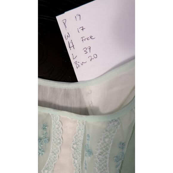 VINTAGE 60's Mint Green Pistachio Chiffon & Cotton Lace Night Dress S/M - Picture 8 of 8